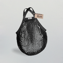 Пазарска чанта едра мрежа с къса дръжка - черна I 2341