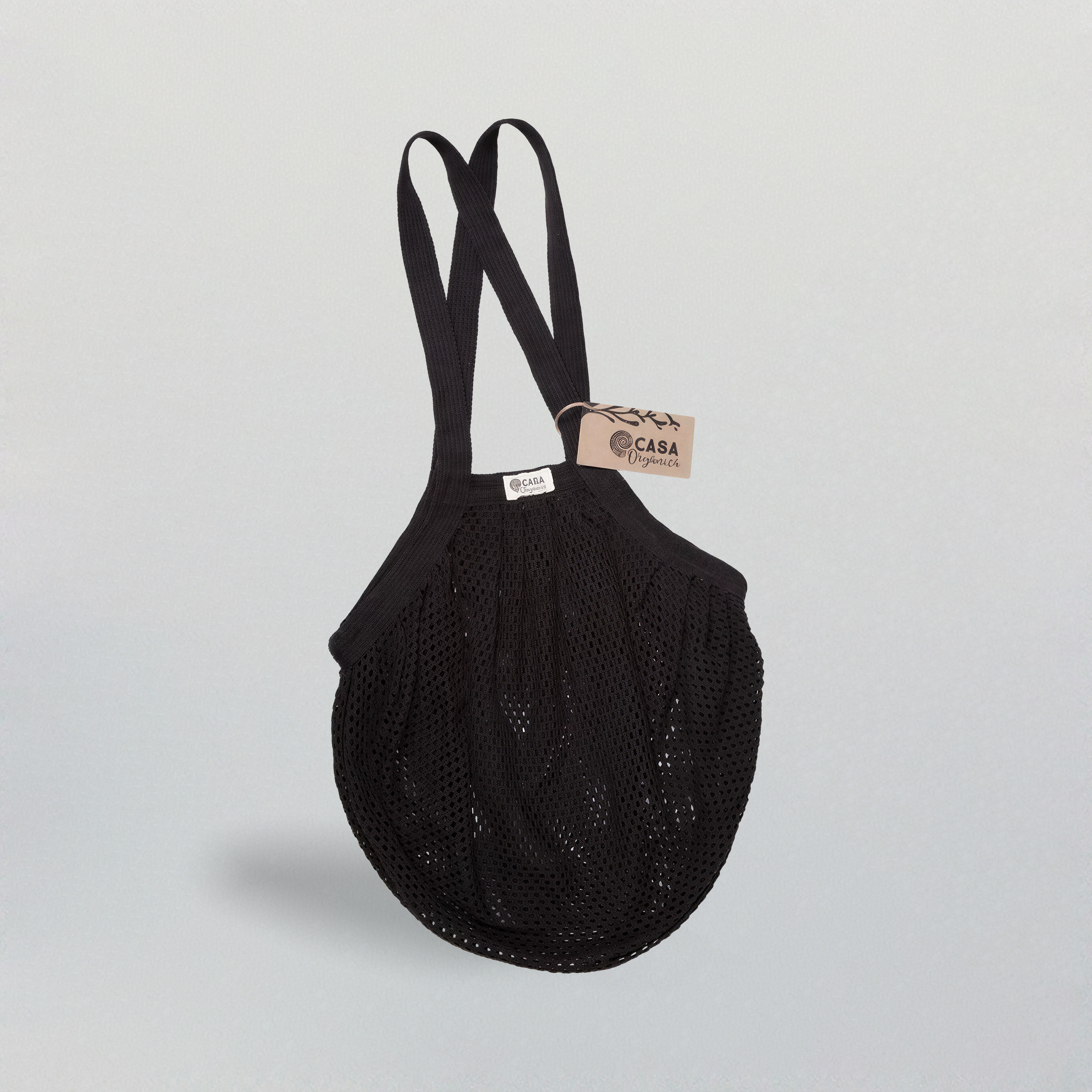 Пазарска чанта ситна мрежа с дълга дръжка